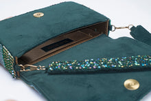 Load image into Gallery viewer, Nura Soft Clutch- Emerald Green &amp; Gold
